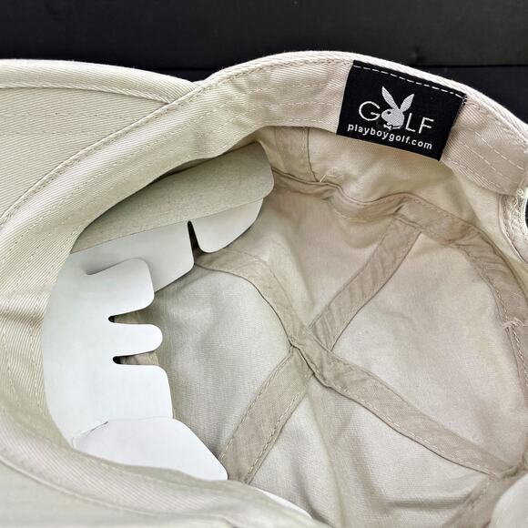 Playboy Bunny Golf Tan Black Limited Ed Baseball Six Panel Hat Unisex Adjustable - Picture 5 of 5